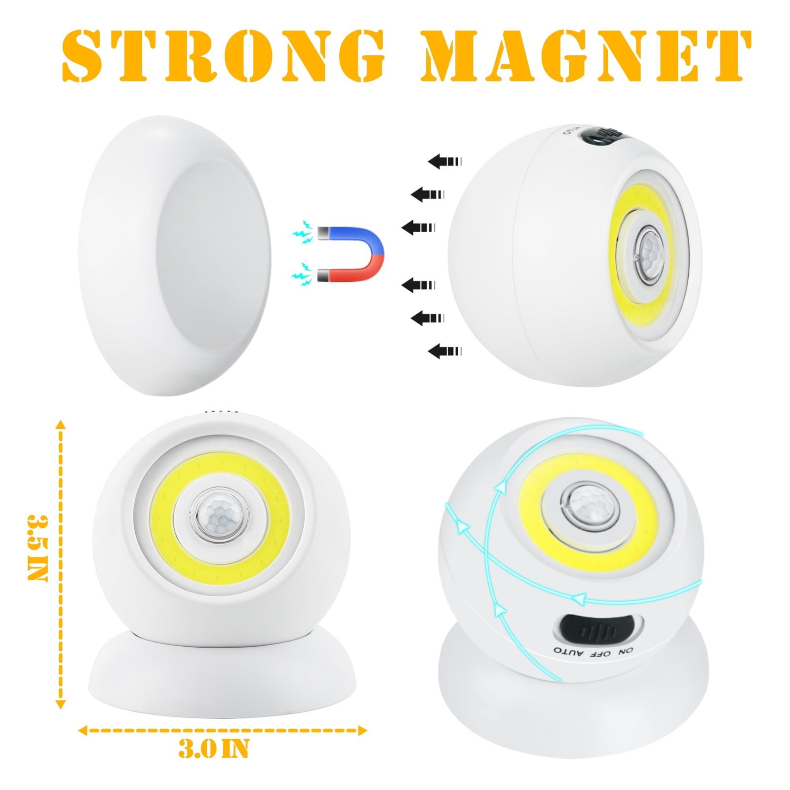 360° motion sensor led lights – magnetic & battery operated – 2 pack 360° motion sensor led lights – magnetic & battery operated – 2 pack