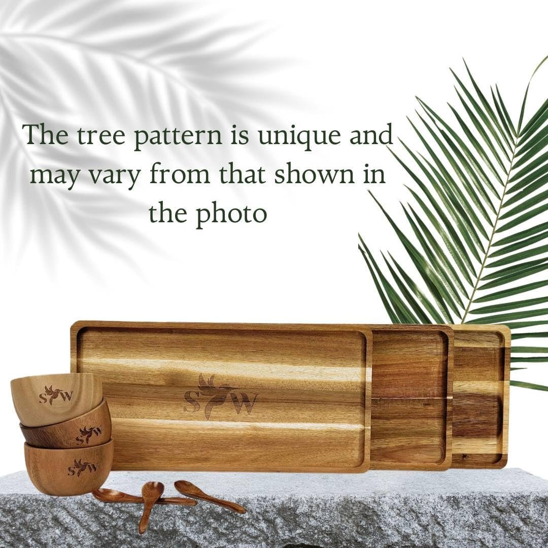 acacia wood serving tray set – 3 piece eco friendly gift acacia wood serving tray set – 3 piece eco friendly gift