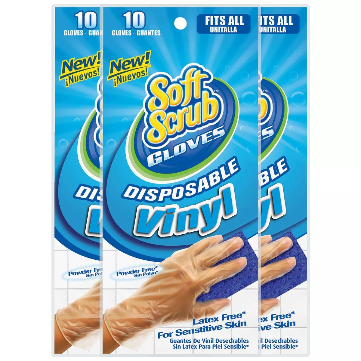 30pc soft scrub disposable vinyl gloves powder free, one size fits all