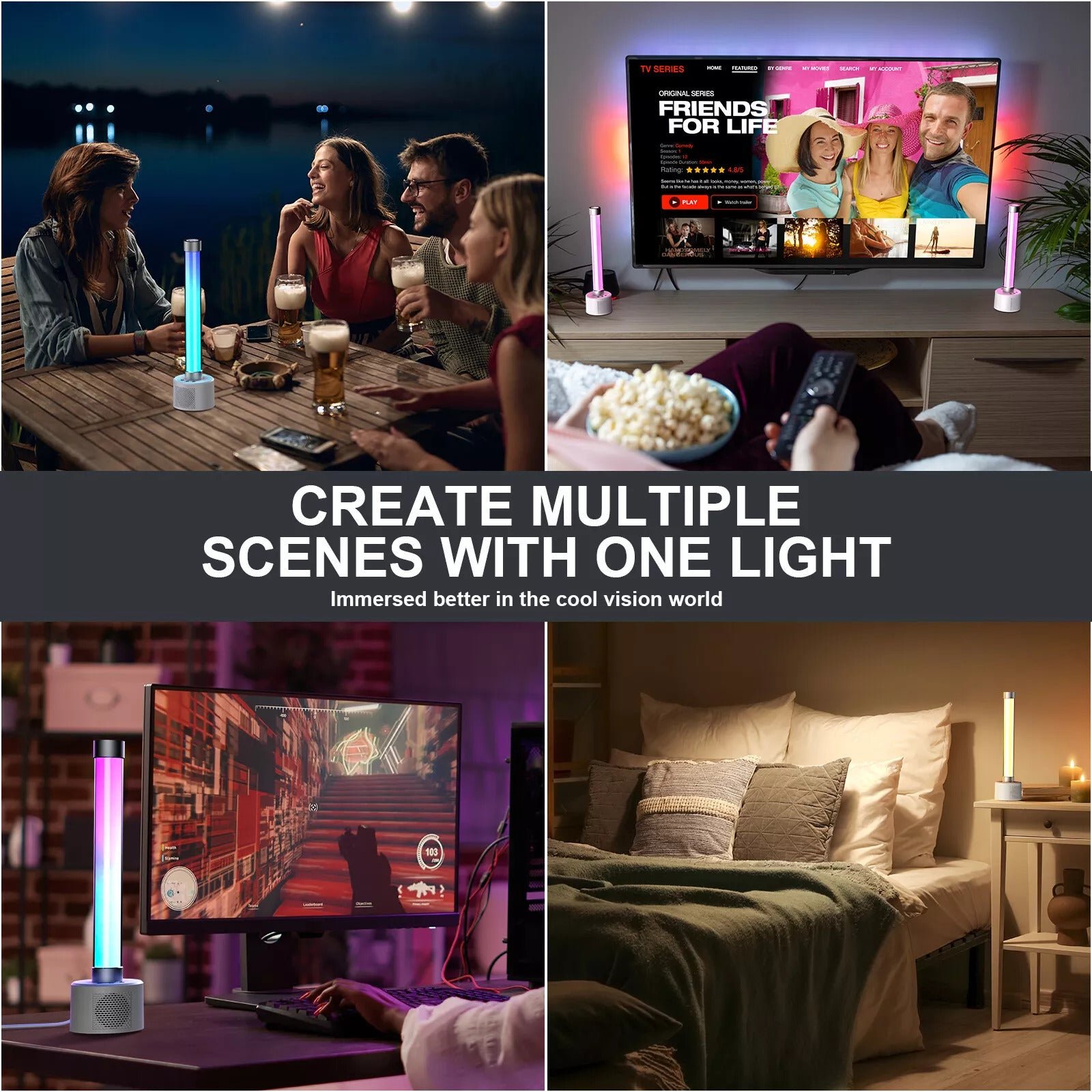 set of 2 bluetooth led light bar with speaker – sync music reactive ambience lights set of 2 bluetooth led light bar with speaker – sync music reactive ambience lights