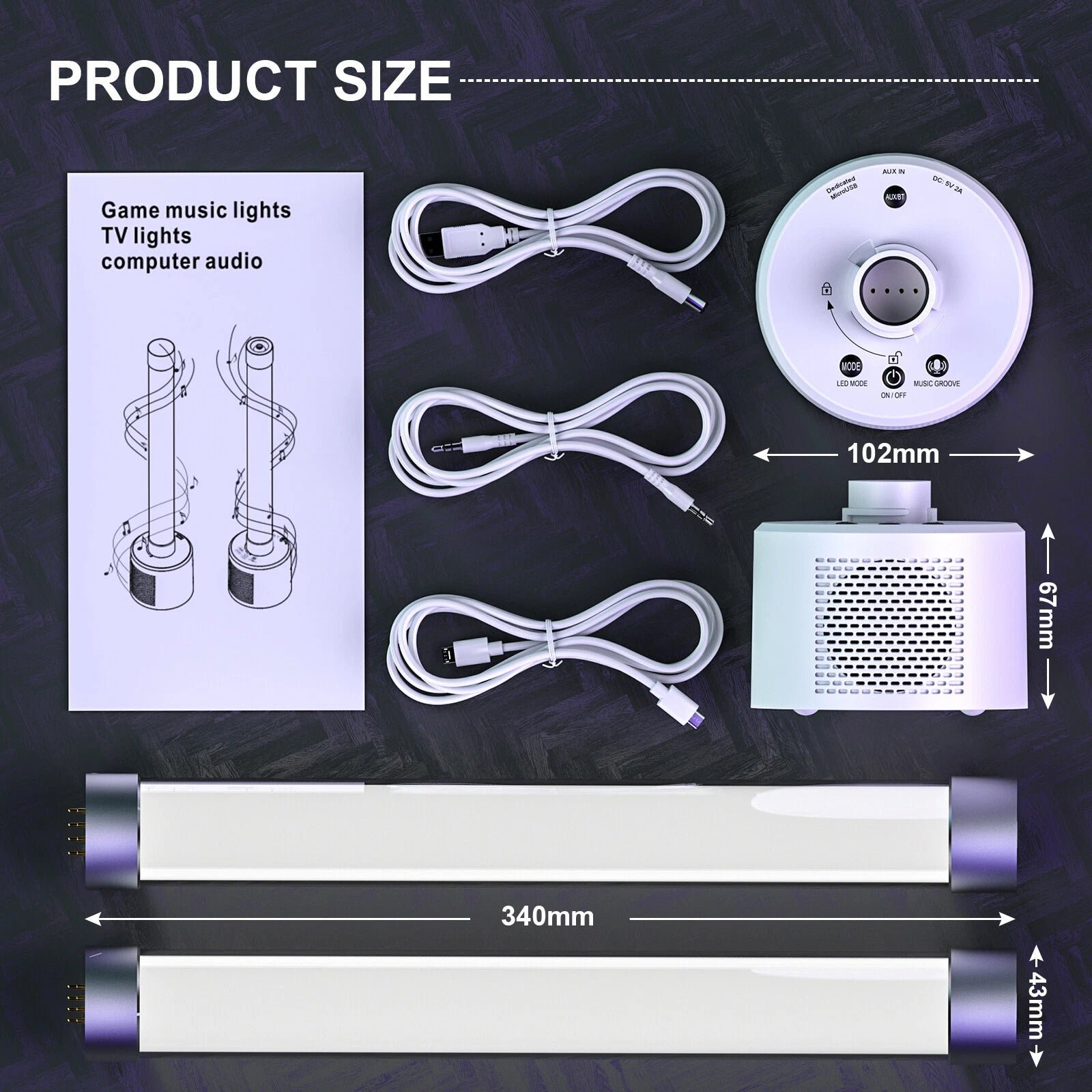 set of 2 bluetooth led light bar with speaker – sync music reactive ambience lights set of 2 bluetooth led light bar with speaker – sync music reactive ambience lights