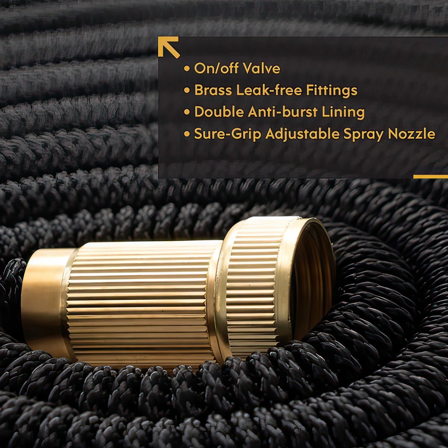 50ft expandable garden hose with brass fittings & 5 pattern nozzle – tangle free design 50ft expandable garden hose with brass fittings & 5 pattern nozzle – tangle free design