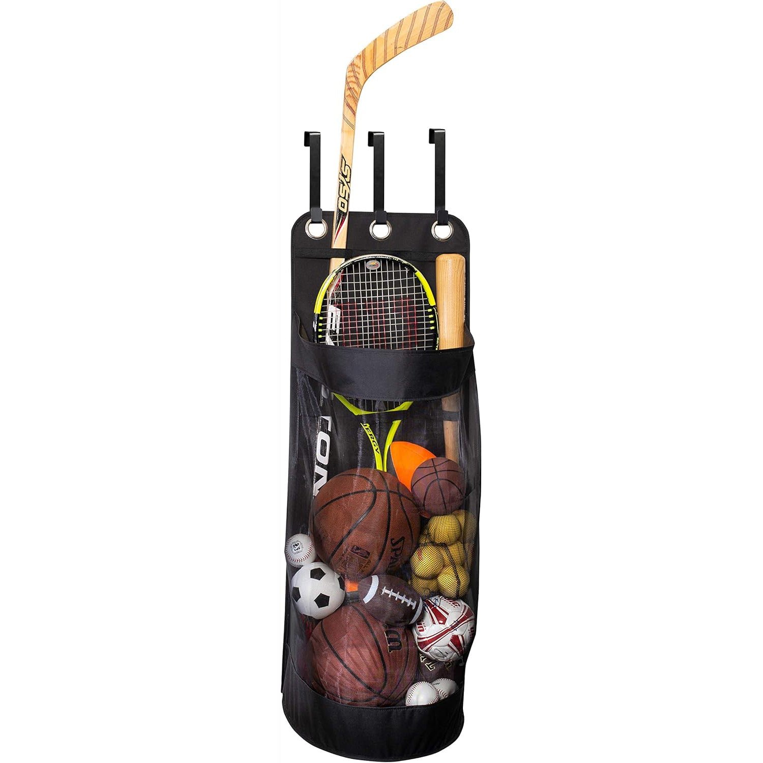 over the door mesh sports organizer – ball, bat & racket storage over the door mesh sports organizer – ball, bat & racket storage