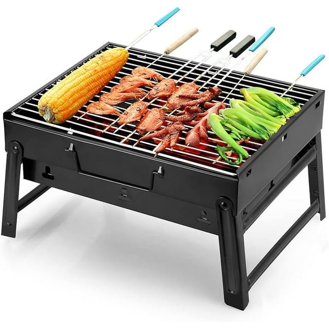 portable foldable charcoal bbq grill – compact outdoor camp smoker