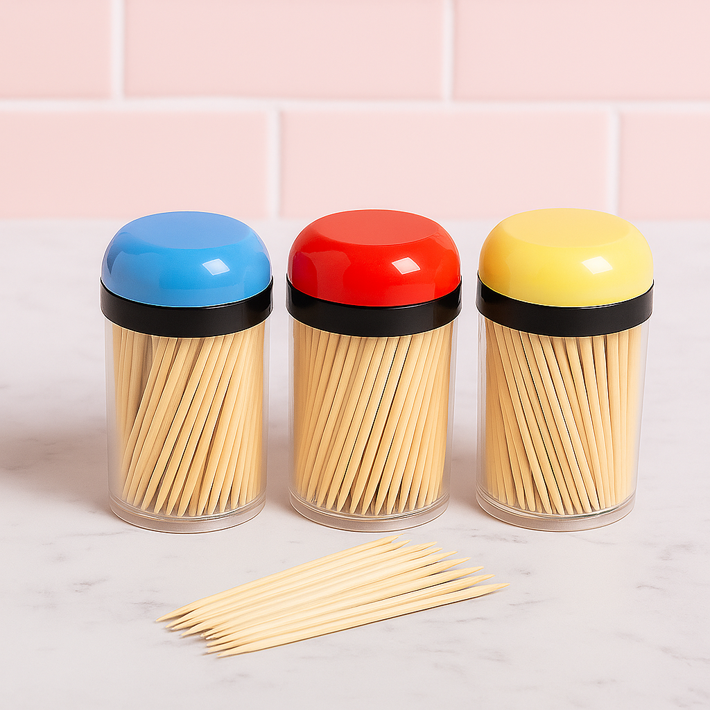 600ct wooden toothpicks – great for baking & crafts, 3 jars