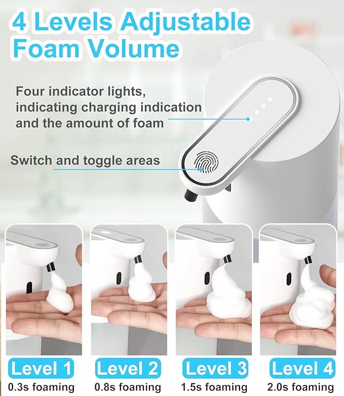 automatic foam soap dispenser – touchless, wall mountable, usb rechargeable automatic foam soap dispenser – touchless, wall mountable, usb rechargeable