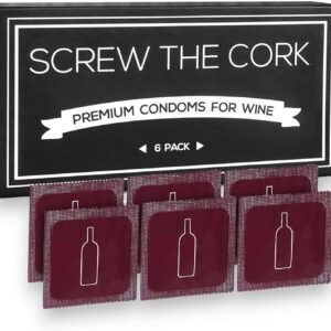 6pk condom style wine bottle stoppers – funny, giftable reusable wine seals