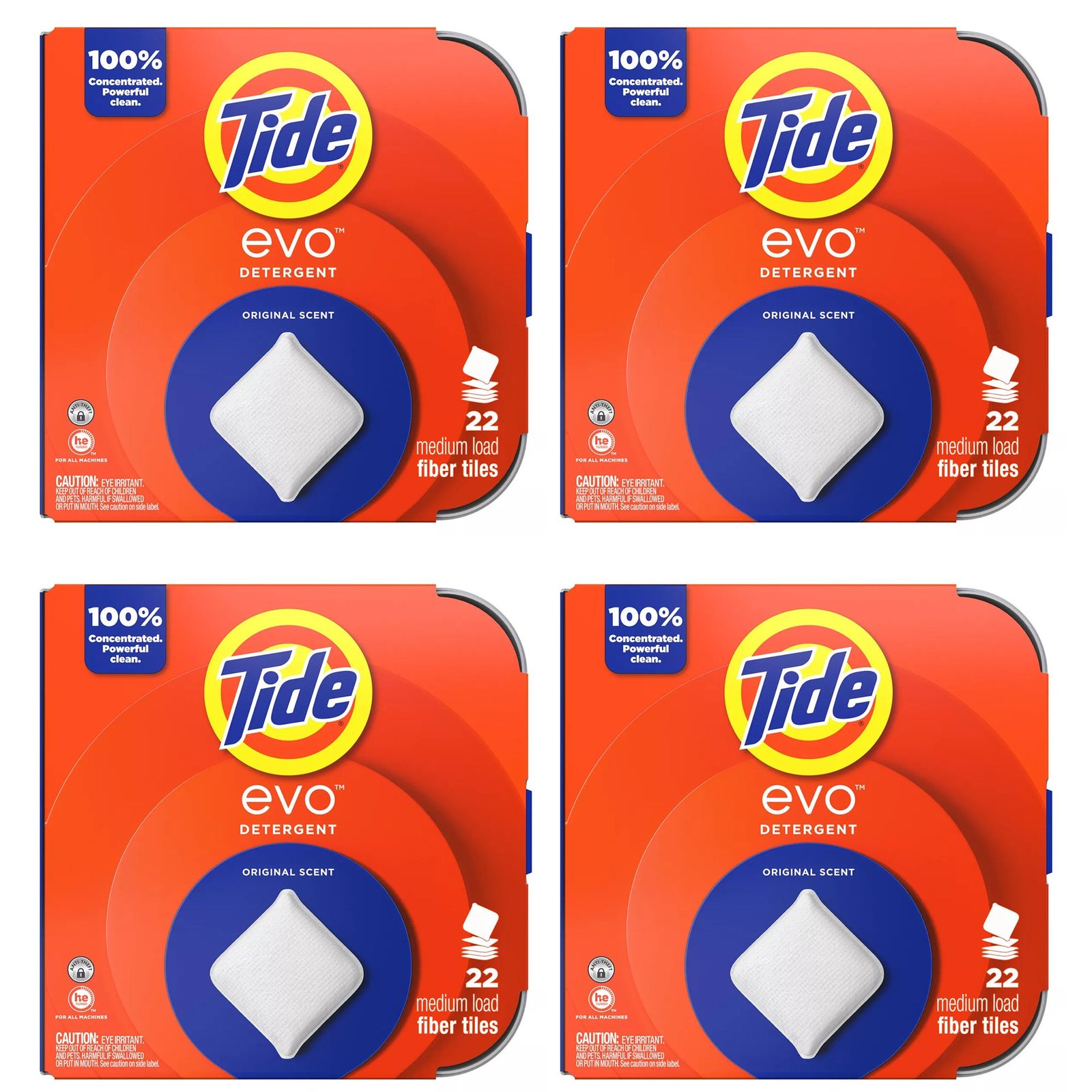4pk tide evo original laundry detergent tiles – 88 pods total