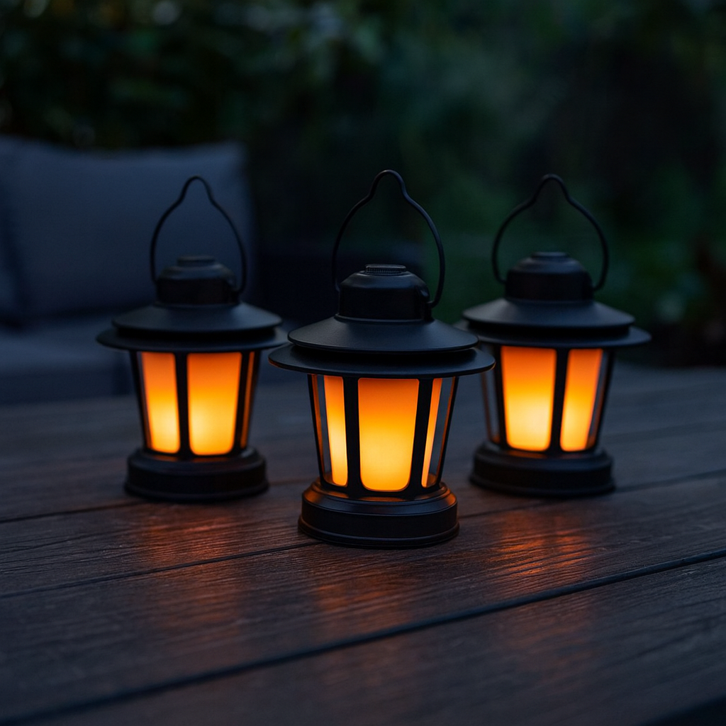 3pk flickering flame led camping lantern – 4.5" portable light, weather resistant