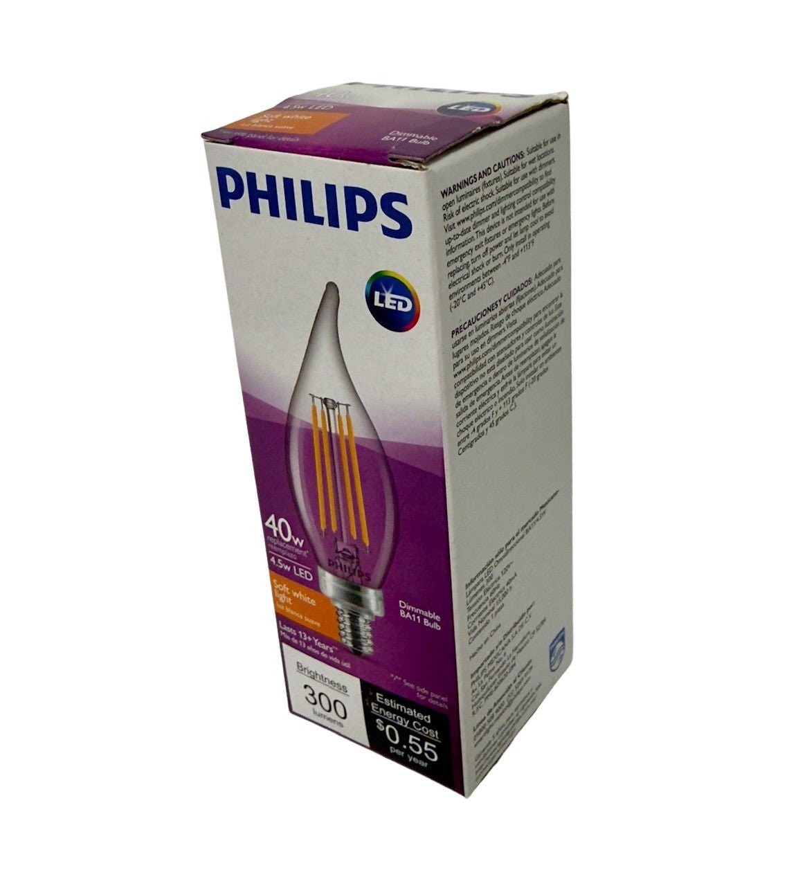 6pk philips 4.5w dimmable candelabra bulbs – clear 2700k 6pk philips 4.5w dimmable candelabra bulbs – clear 2700k