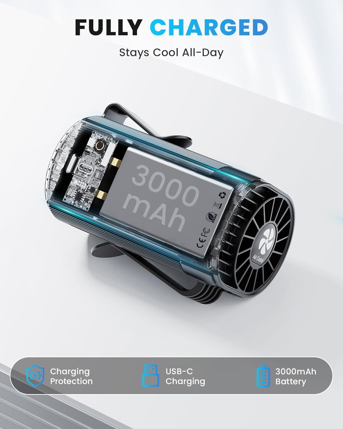 tejino portable waist fan – 4 speeds, low noise, rechargeable tejino portable waist fan – 4 speeds, low noise, rechargeable