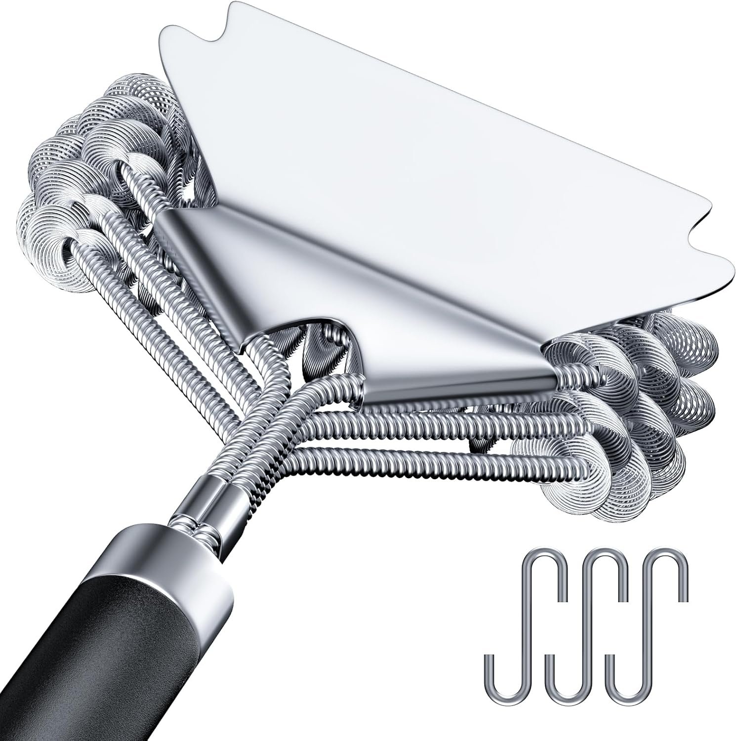 stainless steel grill brush with scraper – heat resistant bbq cleaner , 17″ handle stainless steel grill brush with scraper – heat resistant bbq cleaner , 17″ handle