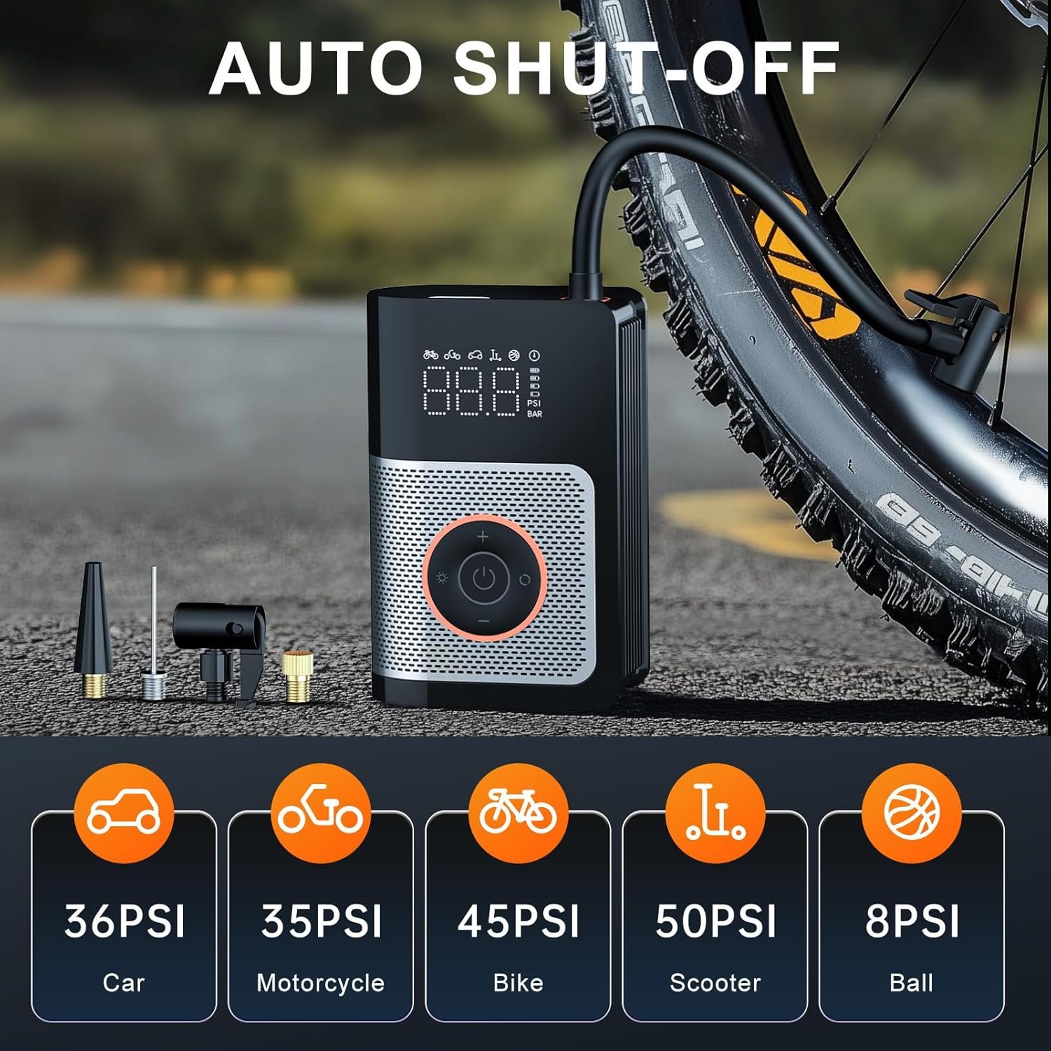 portable tire inflator air compressor – 160 psi with gauge, memory & power bank portable tire inflator air compressor – 160 psi with gauge, memory & power bank