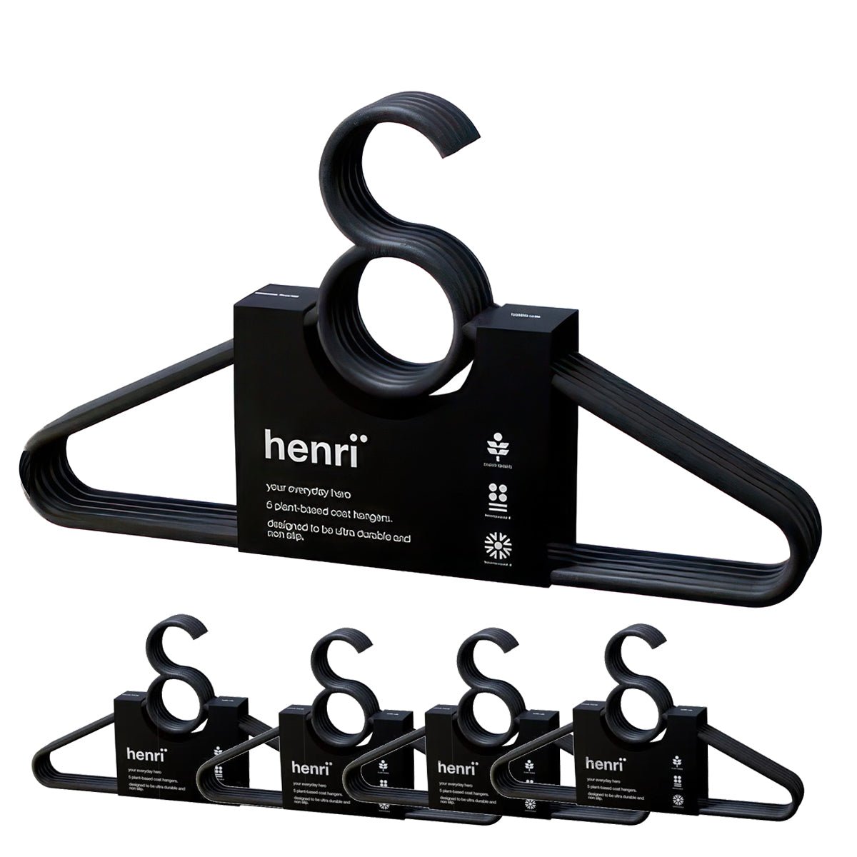 20pk henri hangers – black eco friendly durable clothes hangers