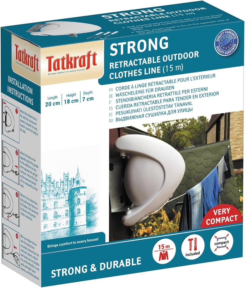 tatkraft strong retractable clothesline – 49ft automatic heavy duty outdoor dryer tatkraft strong retractable clothesline – 49ft automatic heavy duty outdoor dryer