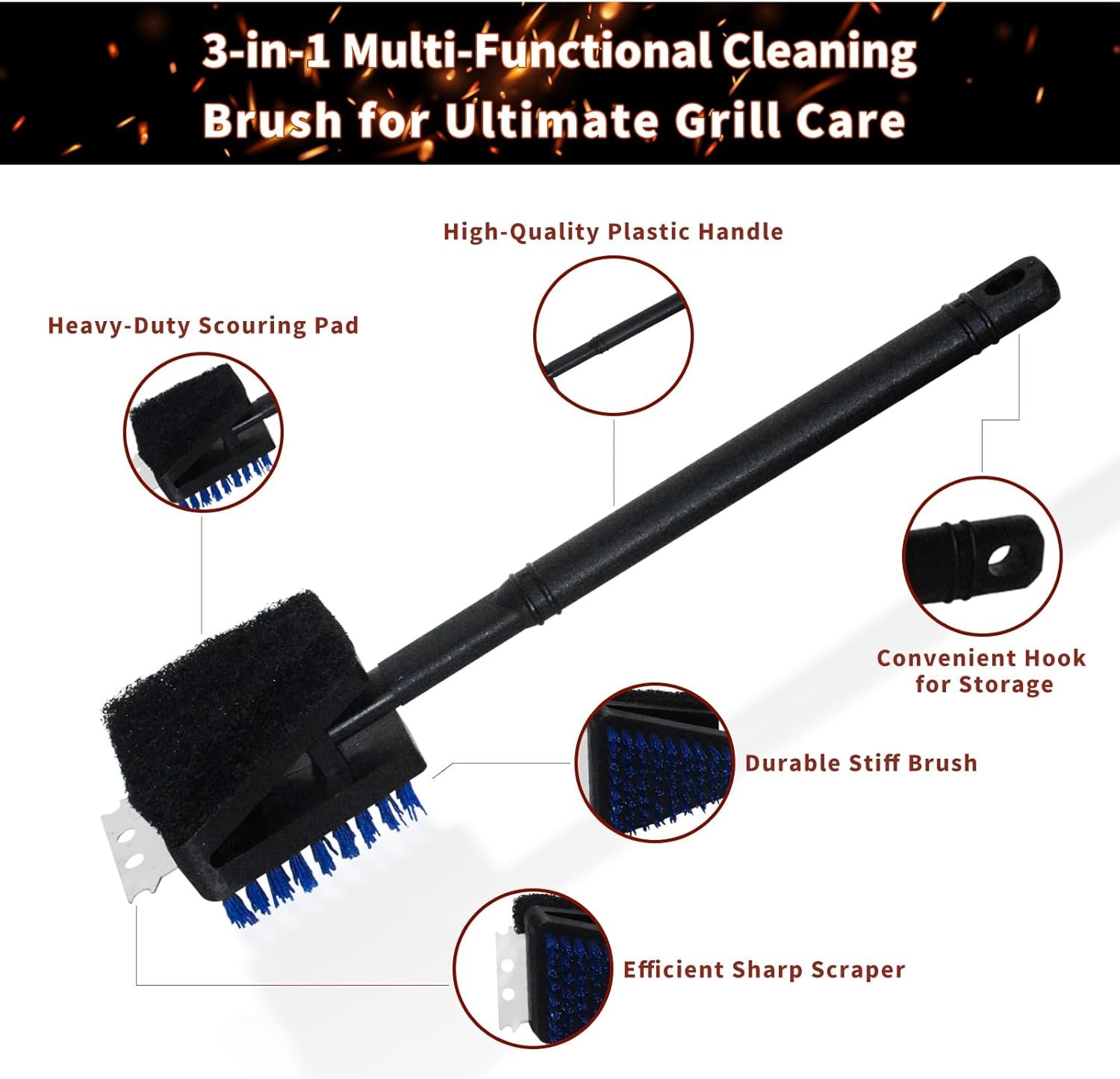 nylon grill brush – no wire bristle bbq cleaning kit with safe scraper nylon grill brush – no wire bristle bbq cleaning kit with safe scraper