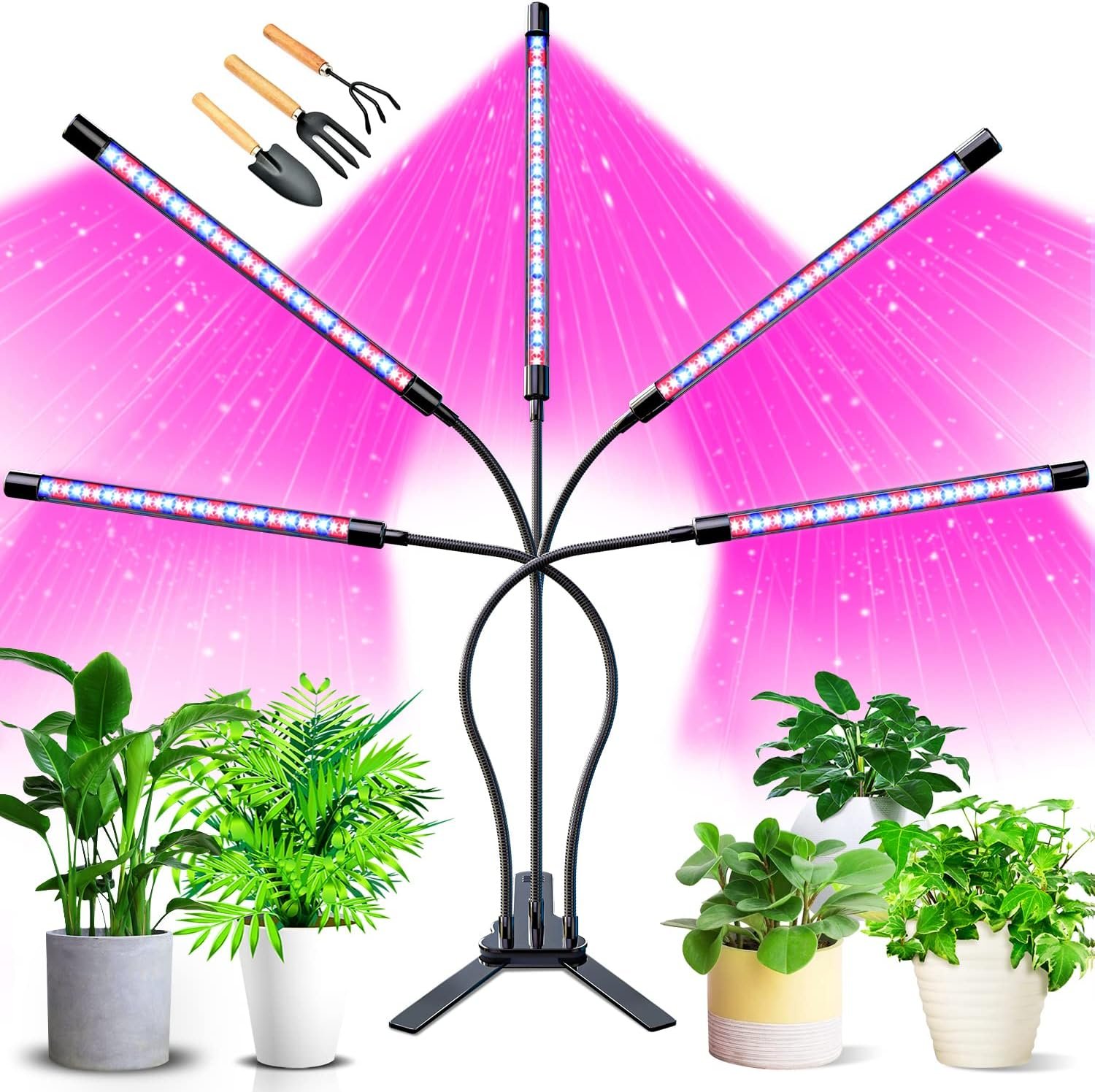 150 led grow lights for indoor plants – red blue spectrum with timer & dimmable settings