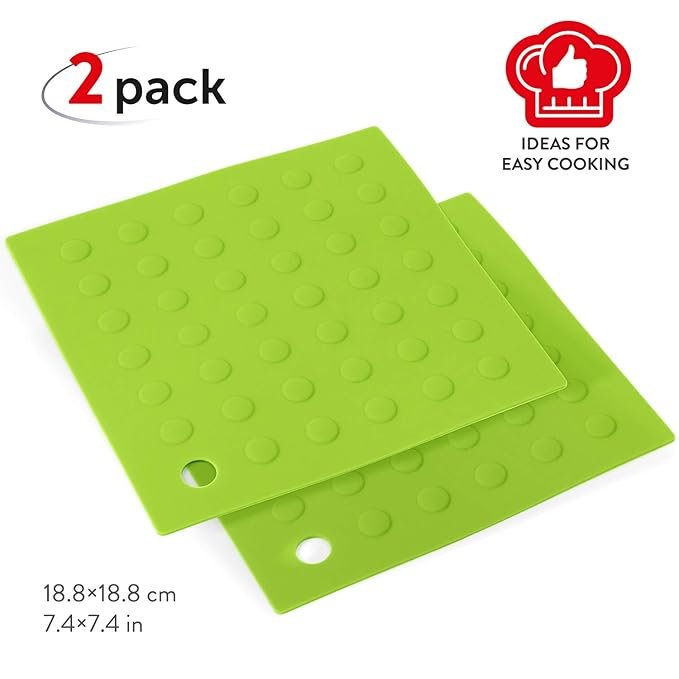set of 2 silicone pot holders & trivets – heat resistant multifunctional mats – green set of 2 silicone pot holders & trivets – heat resistant multifunctional mats – green