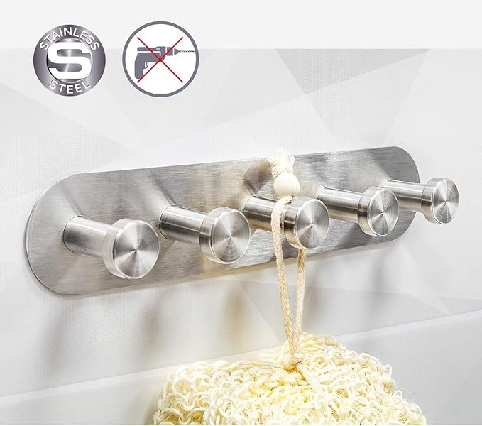 tatkraft jane self adhesive wall hooks – 5 stainless steel hooks – no drill easy install tatkraft jane self adhesive wall hooks – 5 stainless steel hooks – no drill easy install