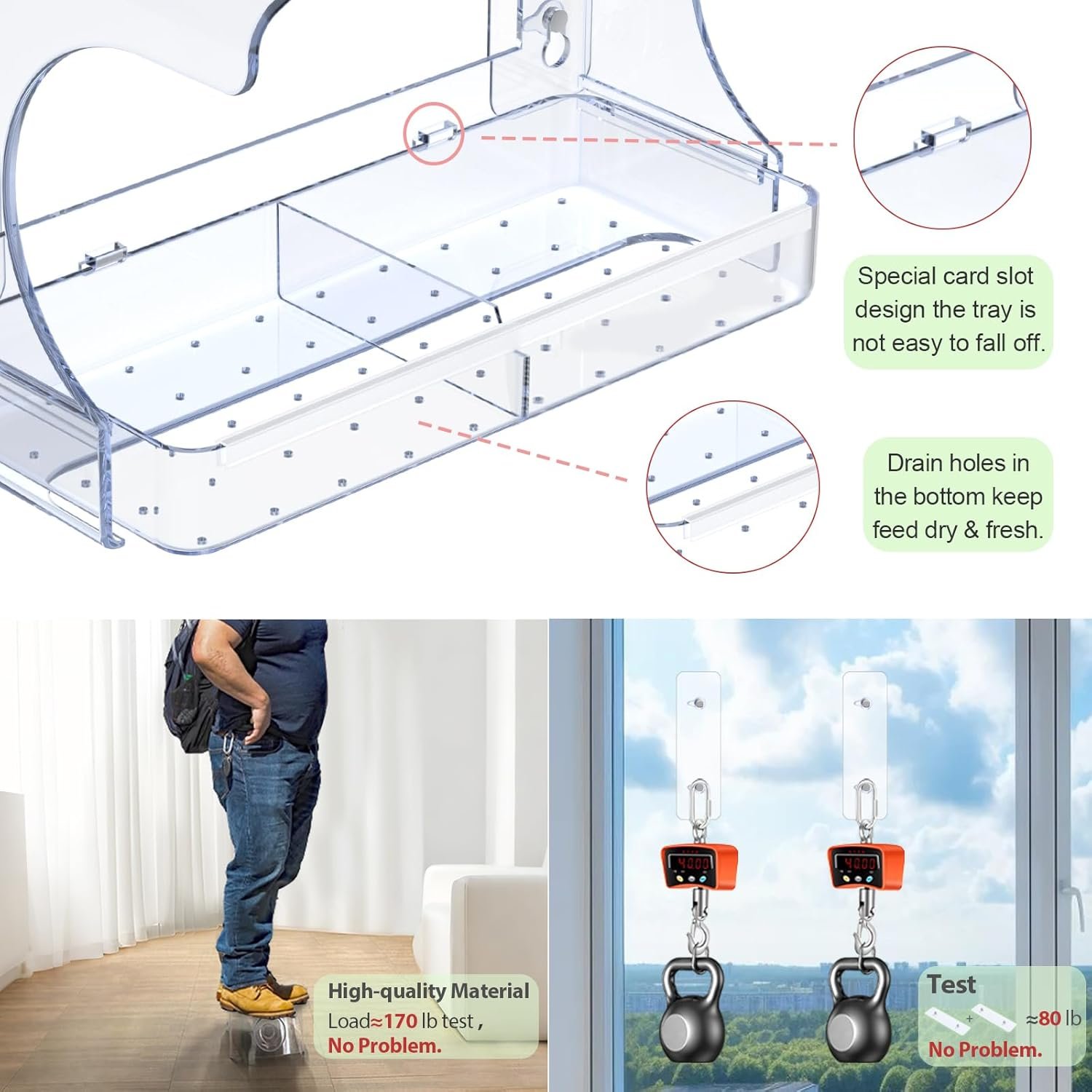 goodeco clear window bird feeder with bird bath – strong suction & easy clean goodeco clear window bird feeder with bird bath – strong suction & easy clean
