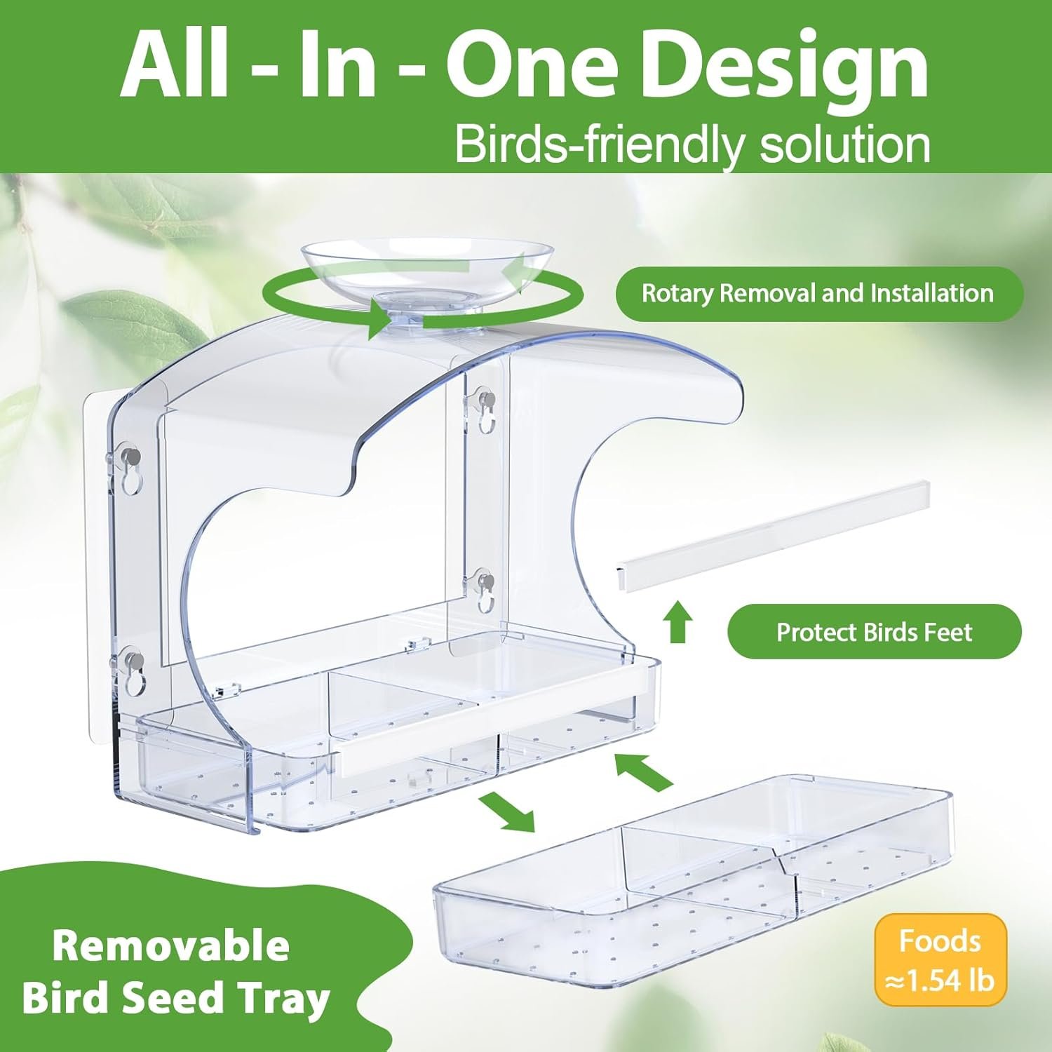 goodeco clear window bird feeder with bird bath – strong suction & easy clean goodeco clear window bird feeder with bird bath – strong suction & easy clean