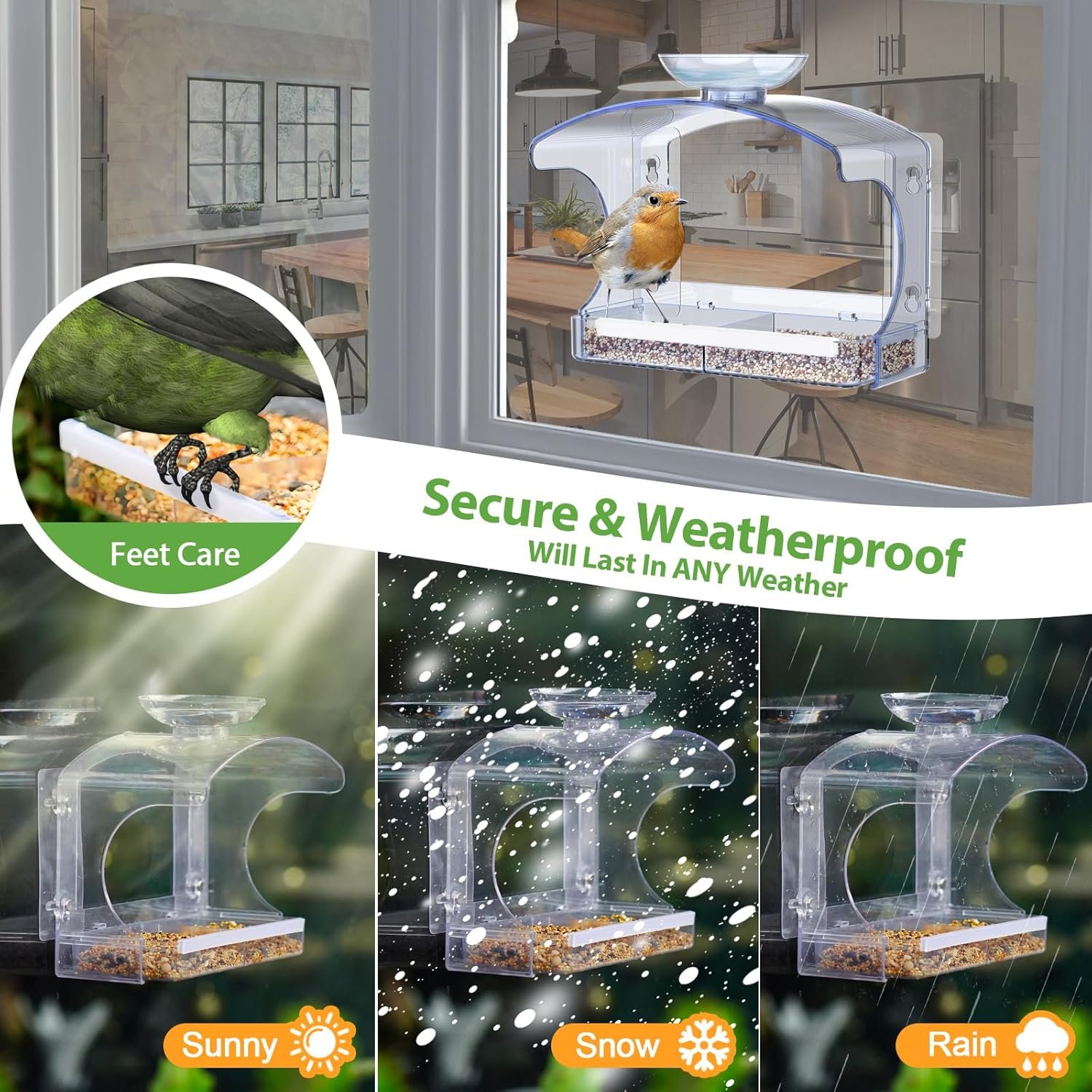 goodeco clear window bird feeder with bird bath – strong suction & easy clean goodeco clear window bird feeder with bird bath – strong suction & easy clean