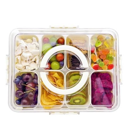 deposition snack box deli container – 8 compartment transparent tray with lid & handle deposition snack box deli container – 8 compartment transparent tray with lid & handle