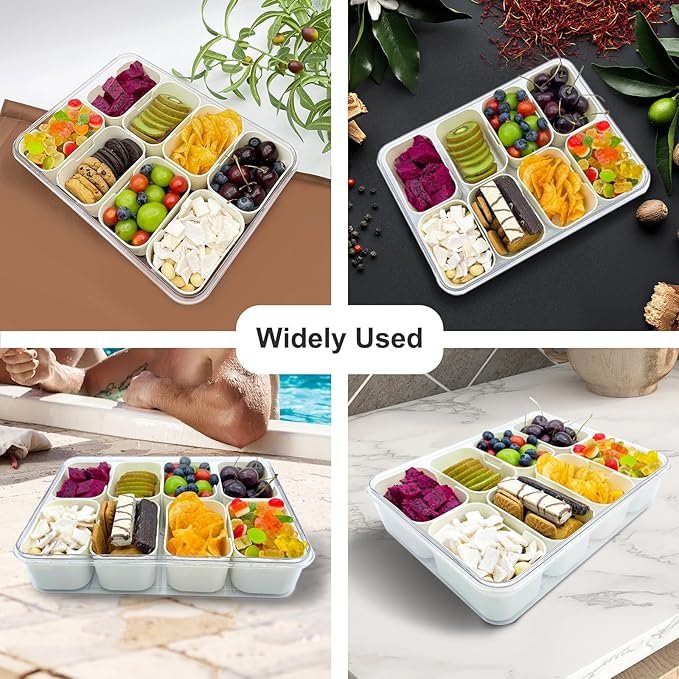 deposition snack box deli container – 8 compartment transparent tray with lid & handle deposition snack box deli container – 8 compartment transparent tray with lid & handle