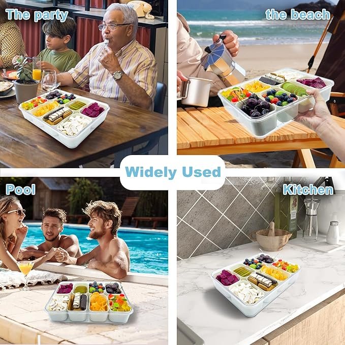 deposition snack box deli container – 8 compartment transparent tray with lid & handle deposition snack box deli container – 8 compartment transparent tray with lid & handle