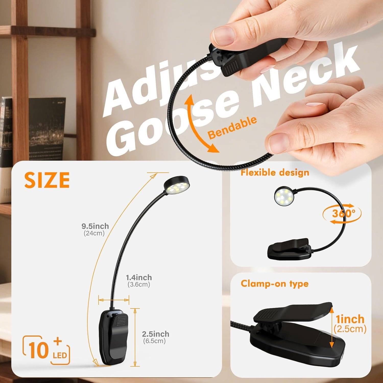 rechargeable book light – clip on reading lamp – 3 color temperatures & adjustable brightness rechargeable book light – clip on reading lamp – 3 color temperatures & adjustable brightness