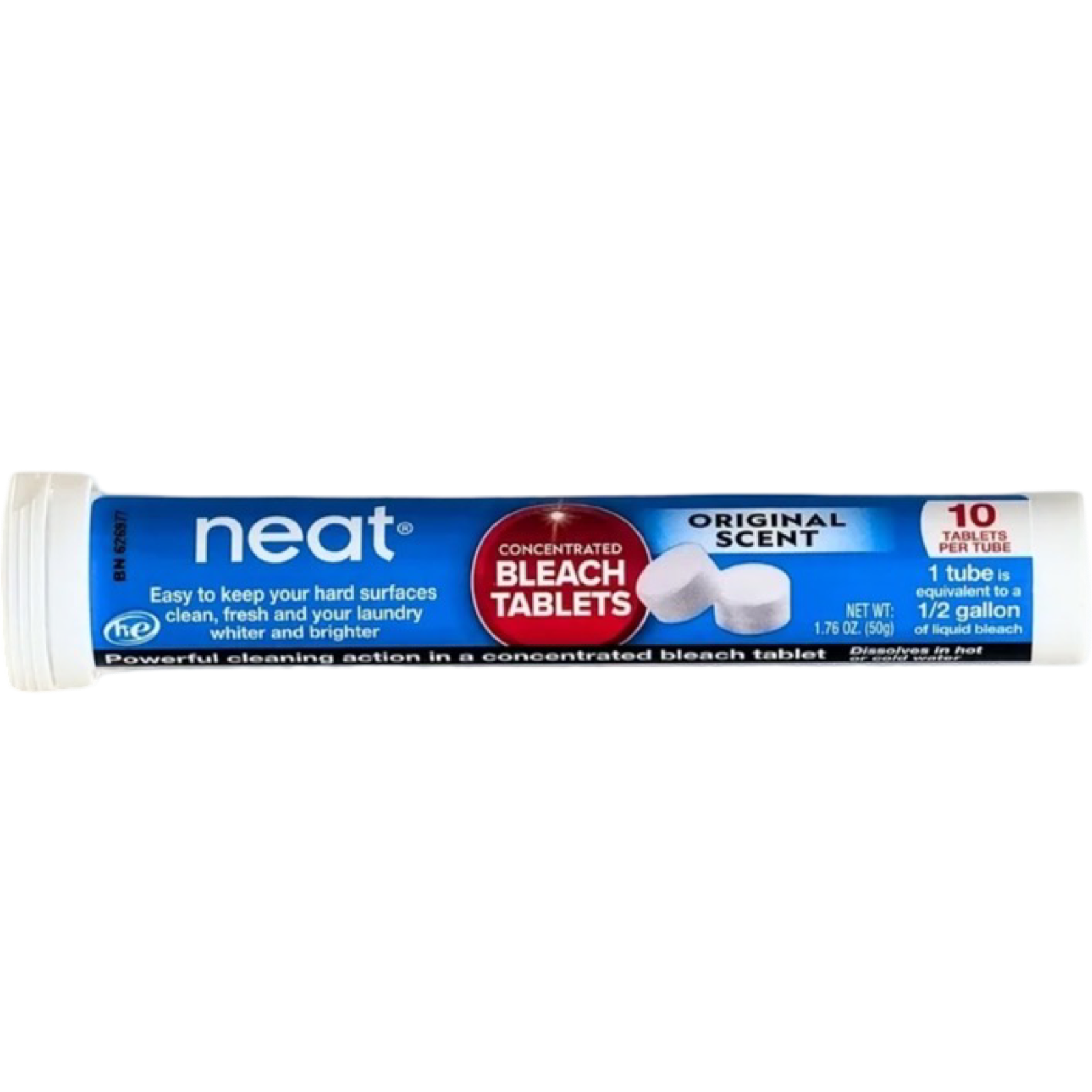 neat concentrated bleach tablets, original scent, 10 count tube