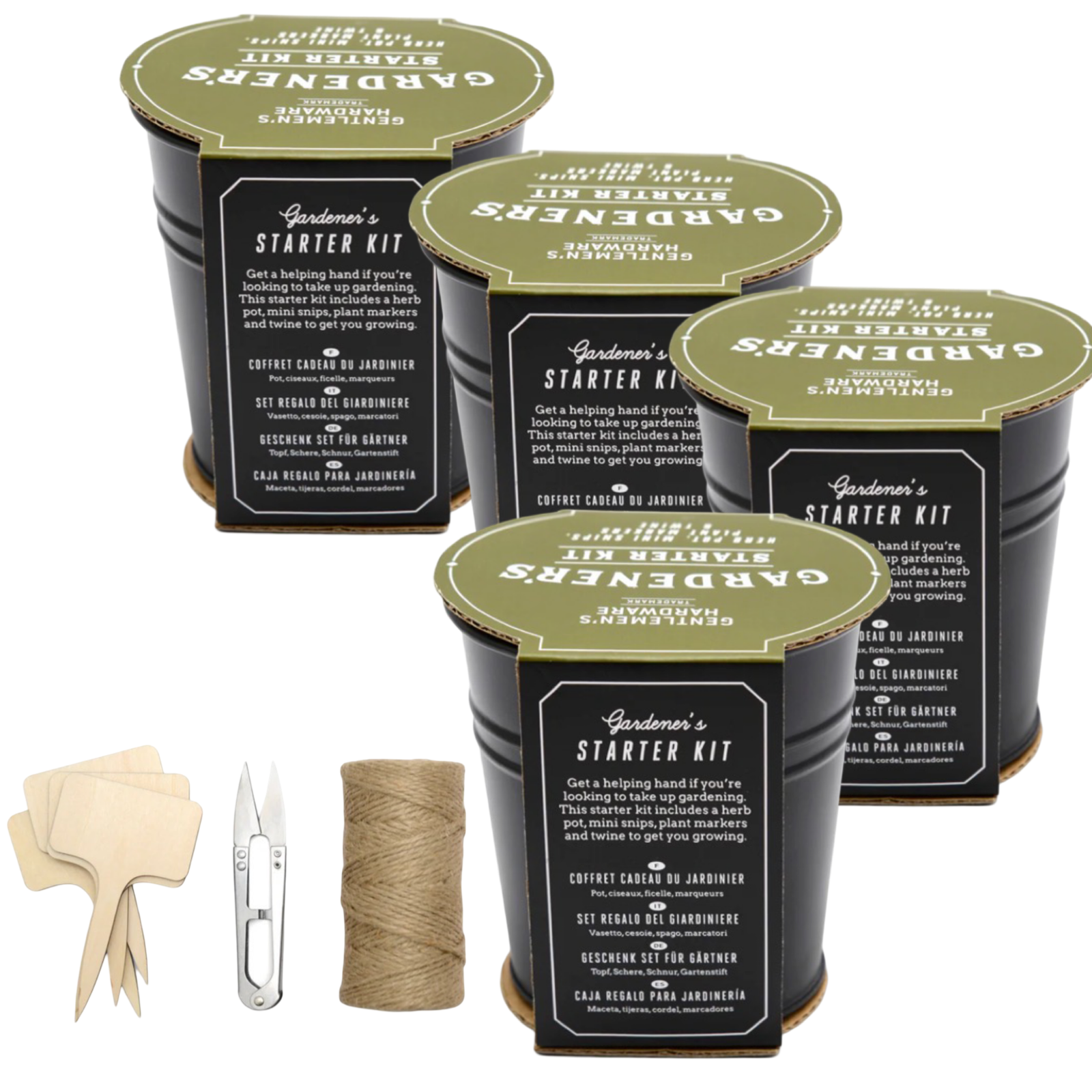 4pk of gentlemen's hardware herb gardening pot starter kits