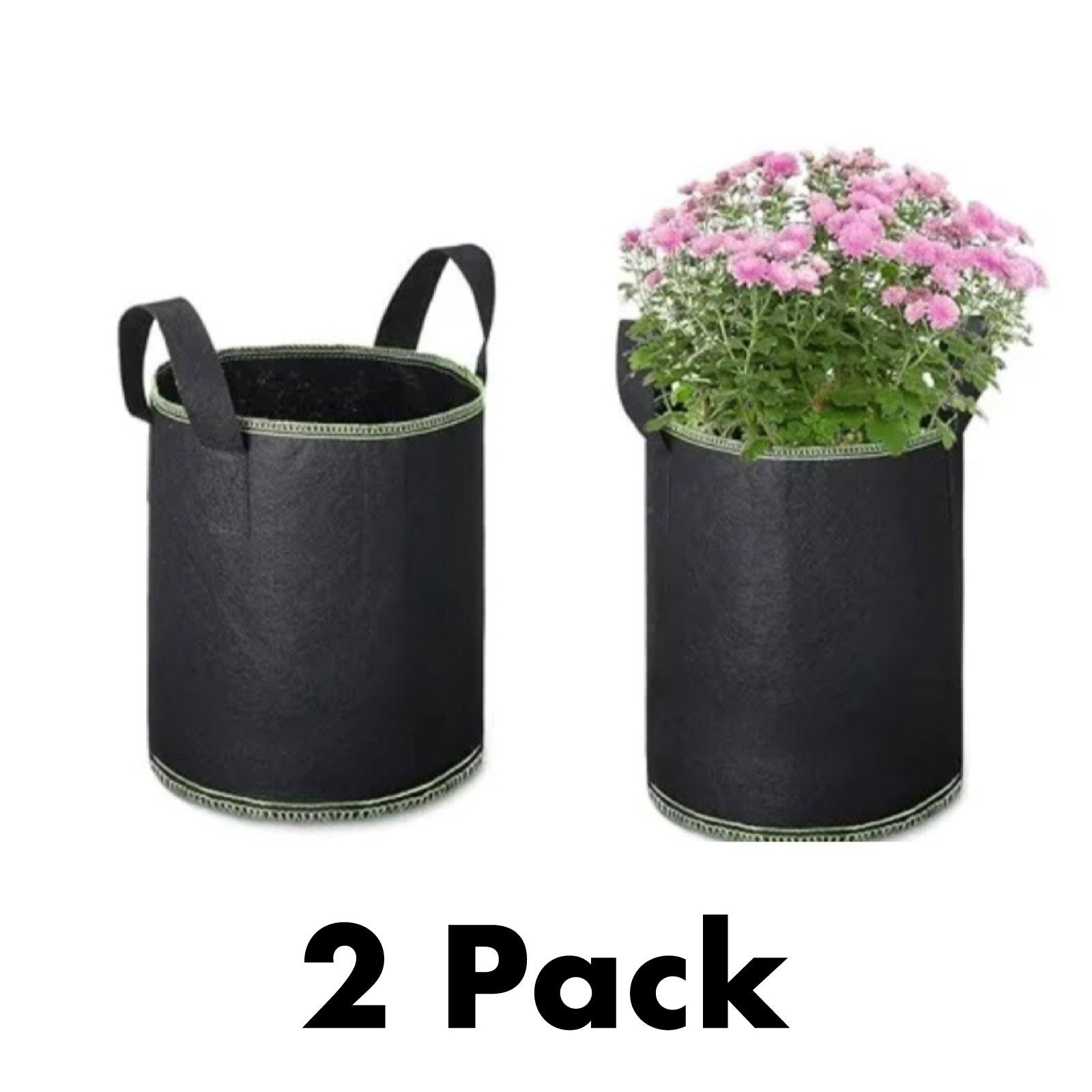 2 pack reusable aeration fabric grow bags – breathable & durable 5 gallon