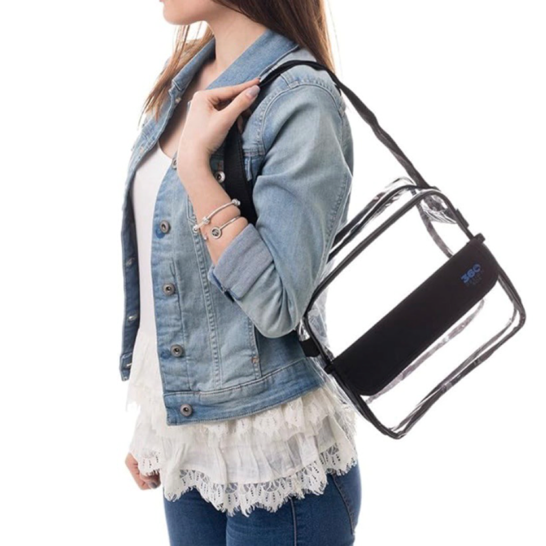 clear stadium & event approved crossbody bag don't get turned away