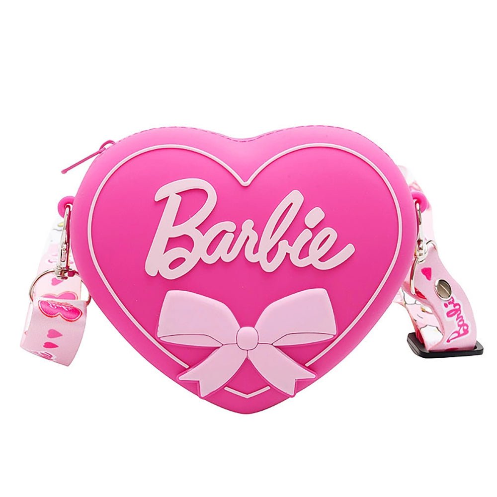 barbie coin purse crossbody bag zipper closure, adjustable ribbon strap