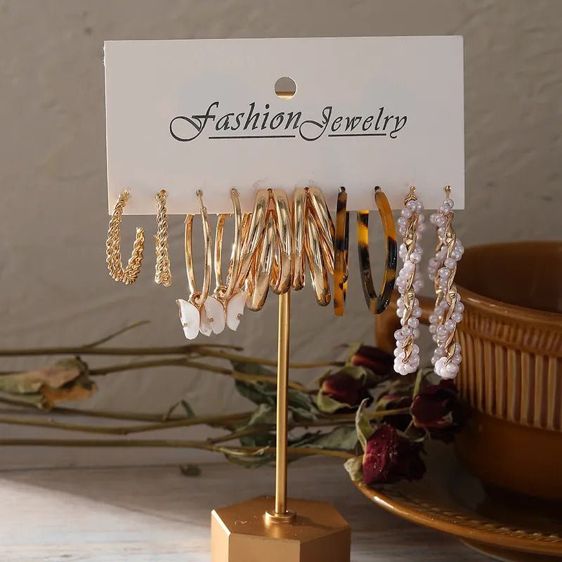 5pc multi gold hoops, faux mother of pearl butterfly charm earrings set fashion jewelry 5pc multi gold hoops, faux mother of pearl butterfly charm earrings set fashion jewelry